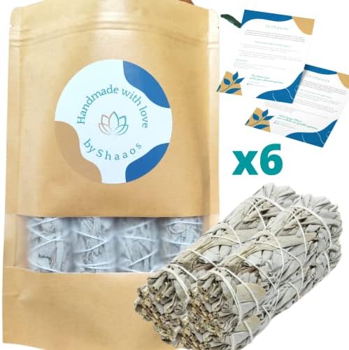 Sauge Blanche Purification à Brueler (x6) │bâton Sauge à Brueler Encens │sauge de Californie Salvia apana | Qualité Superieure Premium + Ebook Pratique