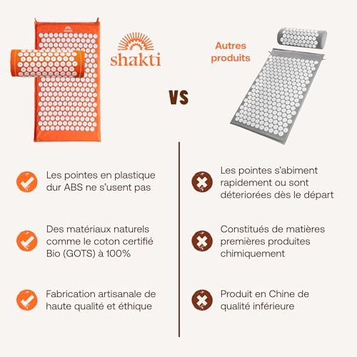 Shaktimat (l'original) Tapis Acupression pour la relaxation - Soulage la douleur dans le dos, Pieds, nuque, Jambes - Améliore la circulation Sanguine & Sommeil - Orange - Image 6