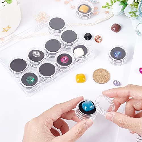 nbeads 12 pcs boîte de presentation de Pierres Précieus en Diamant, boîte d'Affichage de Bijoux Colonne Conteneur d'Exposition Avec Tapis en Mousse pour Pierre Diamant nu et monnie, Noir - Image 3