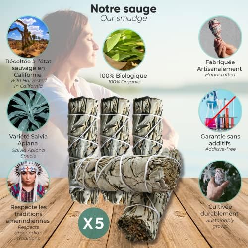 SAUGE BLANCHE Purification à Bruler x5 Batons + Ebook Pratique (PDF) - Bâtonnets de Sauge Amérindienne pour purifier les énergies Négatifs et Esprits - Image 4
