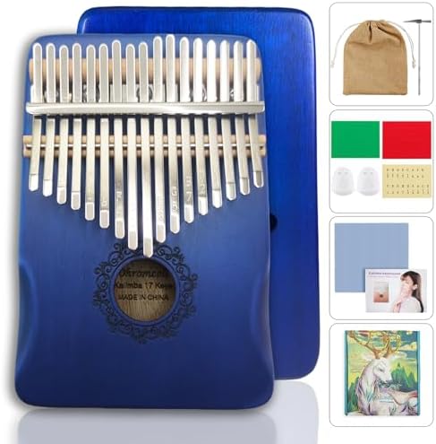 Ohromcoli Kalimba - Instrument Kalimba à 17 touche les avis de promension, Percussion des Doigts, piano à pouce Professionnel Kalimba pour les enfants, adultes, adultes et amateurs de musique (bleu