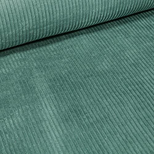 Velour de Tissu artisan Côtelé Uni Vert D'Eau - Par 50 cm - Image 2