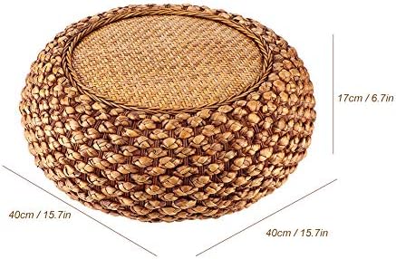Teuopioe coussin pouf tatami, coussin de siège en pelle tissée naturelle, tapis de sol oreiller respirant, coussin tressé rond, tapis de sol yoga / méditation - Image 3