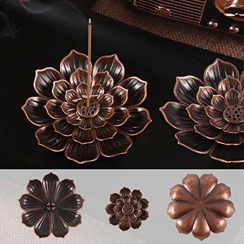 2 PIÈCES Porte Encens de Lotus, Support D'Encens en Laiton Brûleur d'Encens de 8,8 cm, Porte d'Encens Bâton Avec Récupérarateur de Cendres pour la Maison Bureau Yoga Salle - Image 3