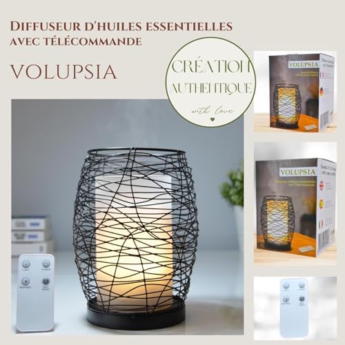 Zen'arôme diffuseur d'huile Essentiellle Volupsia - diffuseur ultrasonique aromathérapie à froid - diffuseur électrique Parfum Maison Avec Télécommande - Éclairage LED Effet Bougie - En Métal et Verre - Image 4