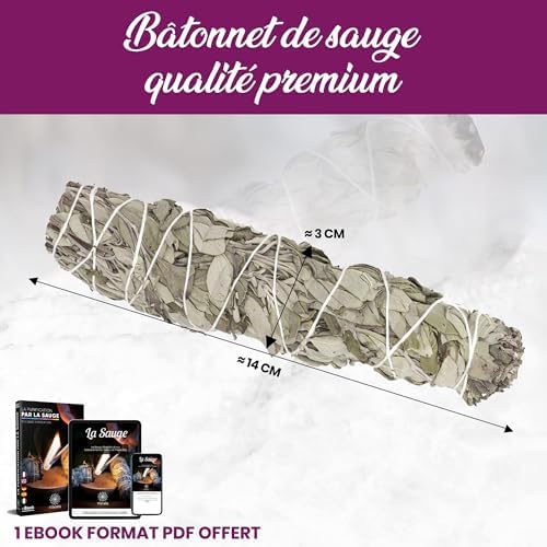 Vibratis Sauge Blanche de Purification 16cm - 1 Bâton d'Encens de Sauge à Brueler + E-Book - Élimine Les Énergies Négatifs - Favorise La Méditation (𝗦𝗮𝘁𝗶𝘀𝗳𝗮𝗶𝘁𝗼𝘂𝗥𝗲𝗺𝗯𝗼𝘂𝗿𝘀𝗲) - Image 6