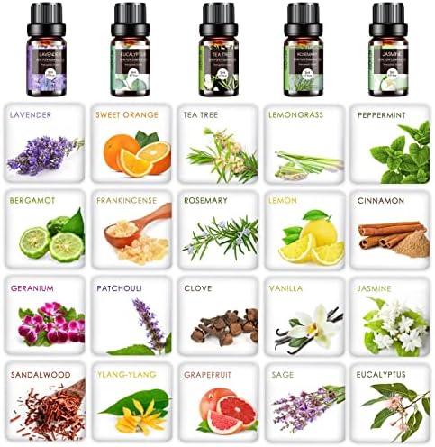 Aeshory Set Huiles Essentielles 20 x 5 ml, 100% Purres & Naturelle Huiles Essentielles aromathérapie pour diffuseurs, spa, massage, bain, Idéal Coffret Cadeau - Lavande, Thé arbre, citronnelle, romarin - Image 3