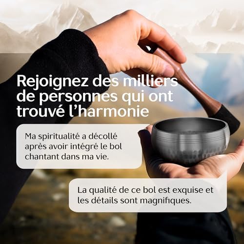 Bol Tibétain - Bol Tibétain Chantant pour la purification et la méditation - Mind Silent - Bol Méditation - Inclut Un MAILLET AVEC PRIX EN MAIN TYPE CRAYON ET UN COUSSIN - Image 2