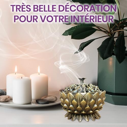 Vibratis Porte-Encens Lotus, encensoir pour le charbon, Cônes, Sauge et Palo Santo, Élégant et durable, Brûleur d'Encens pour l'ambiance Relaxante et apaisante - Image 6