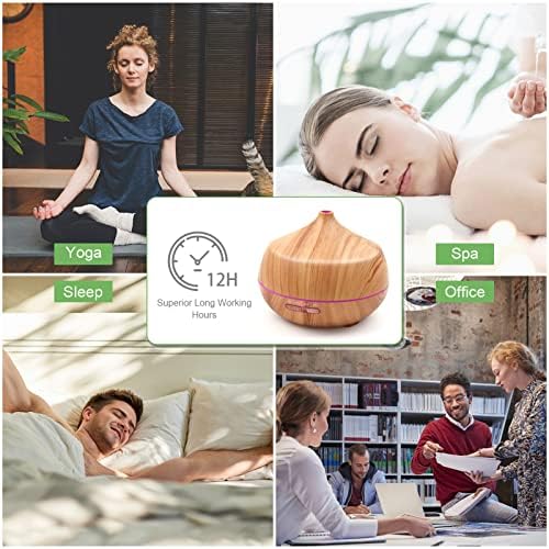 Diffuseur d'Huiles Essentielles Aroma Ultrasonique: diffuseur de Parfum 400ml lampe d'Aromathérapie Avec Lumière Colorée et Minuterie pour la chambre à Coucher, L'Appartement et Le Bureau - Jaune - Image 7