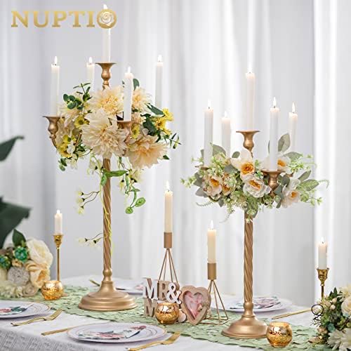 Nuptio Chandelier ou 53 cm: 2 pièces Chandelier Sur Pied Pour Centre de table, 5 Bras Chandeliers Vintage pour décoration de Cheminée de Réception de Mariage Fêtes de Noël - Image 3