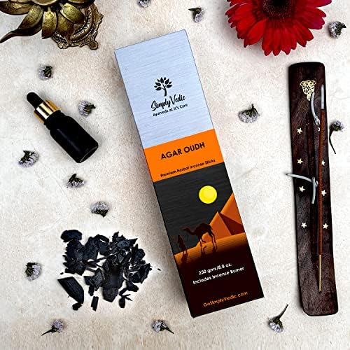 Agar simplement védique oudh 250 grammes (Environ 135 Bâtonnets d'Encens + Porte-Encens) | Dure 60 minutes, idéal pour la méditation, Le Yoga, La Guérison Spirinelle, Les Prières, L'Aromathérapie - Image 3