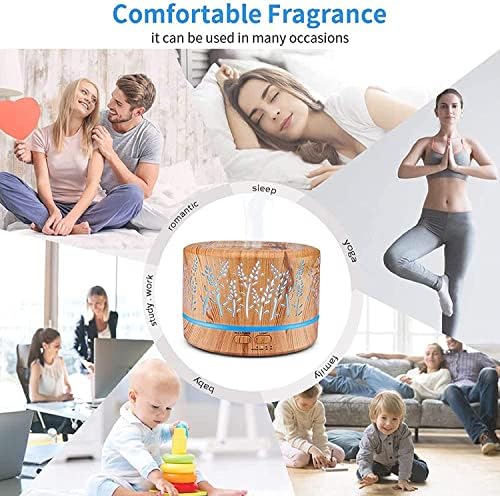 Diffuseur Huiles Essentielles 500 ml, diffuseur d'Aromathérapie Humidificateur D'Air Sans Eau - Arête Automatique, 7 LED Couleur Idéal pour le salon Yoga Chambre - Image 5