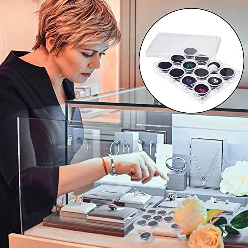 nbeads 12 pcs boîte de presentation de Pierres Précieus en Diamant, boîte d'Affichage de Bijoux Colonne Conteneur d'Exposition Avec Tapis en Mousse pour Pierre Diamant nu et monnie, Noir - Image 6
