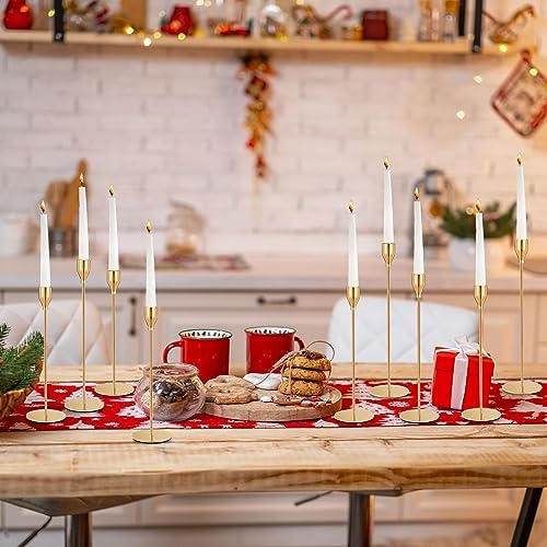 Barakyeg Chandelier Bougeoir Dores 9 PCS, Chandelier de Mariage DiFFérentes Tailles, 23/28 / 33cm Candelabre Pour bougies de 2,2 cm de diamère - Image 8