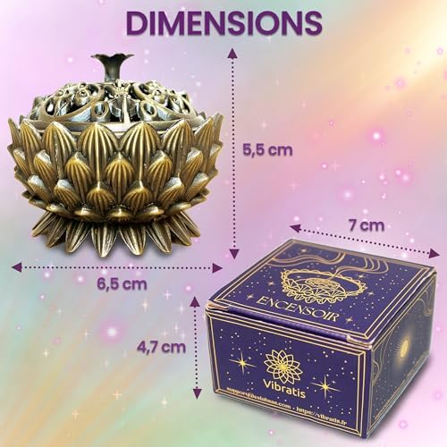 Vibratis Porte-Encens Lotus, encensoir pour le charbon, Cônes, Sauge et Palo Santo, Élégant et durable, Brûleur d'Encens pour l'ambiance Relaxante et apaisante - Image 2