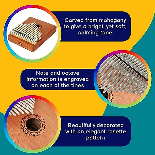 A-Star Piano à Pouce Kalimba 21 Touche AVEC Corps en Acajou - COMPREND UN MARTEAT D'ACCIP - Image 2