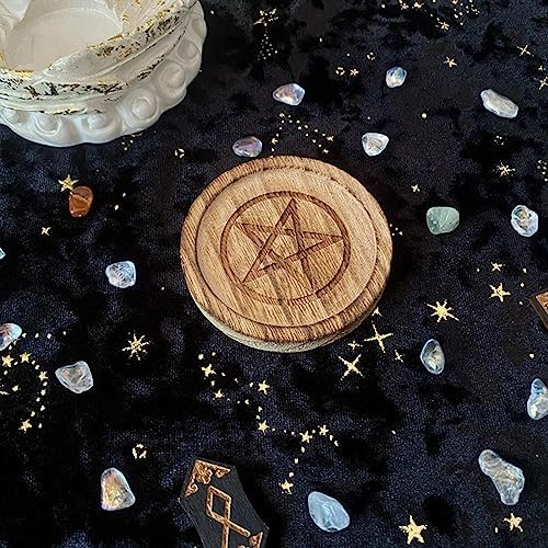 Astrologie pentagrammes bougeoir table pentacles autels assiette photophore en bois cérémonie divination tableaux de bougies pentagrammes photophores autels bougeoir étoile bougeoir étoile - Image 8