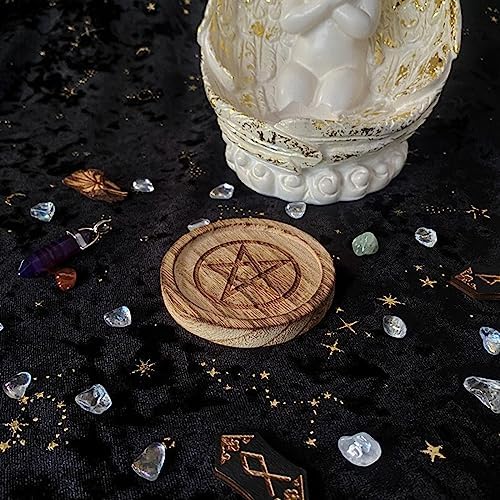 Astrologie pentagrammes bougeoir table pentacles autels assiette photophore en bois cérémonie divination tableaux de bougies pentagrammes photophores autels bougeoir étoile bougeoir étoile - Image 7