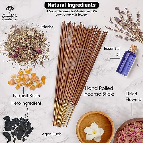 Agar simplement védique oudh 250 grammes (Environ 135 Bâtonnets d'Encens + Porte-Encens) | Dure 60 minutes, idéal pour la méditation, Le Yoga, La Guérison Spirinelle, Les Prières, L'Aromathérapie - Image 4
