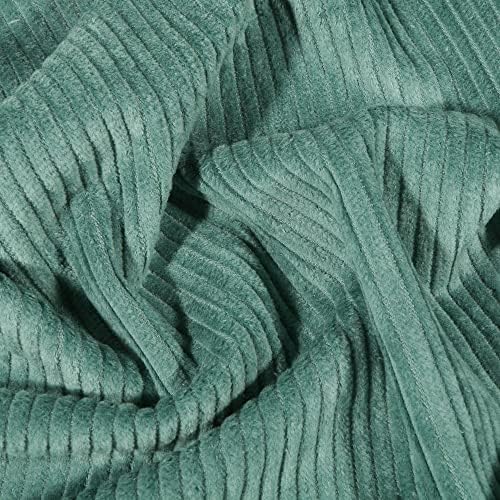 Velour de Tissu artisan Côtelé Uni Vert D'Eau - Par 50 cm