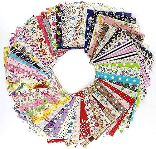 Tissu Patchwork, tissus en coton faisceau 60 pièces carrés de tissu patchwork 10 * 10cm motif floral et pois assortis tissus de coton aU mètre pour couture patchwork couture mamiffons diy artcraft