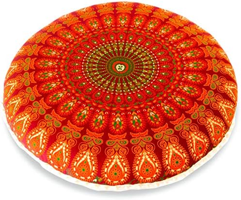 Mandala Life Art Bohémi Yoga DÉCOR HOUSSE DE COUSSIN DE SOL - 75CM - TTIE D'ORIELLER TAPIS DE MÉDITATION RONDE - DÉCORATIF POUF TAPIS EN COTON IMPRIMÉ