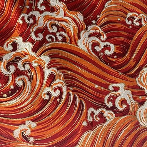 Rancheng 50x150cm coton tissu imprimé style japonais tissus au mètres matérieriel diy couture couture vêlements nappe rideau patchwork artisanats tissu a coudre bricolage # spindrift-rouge
