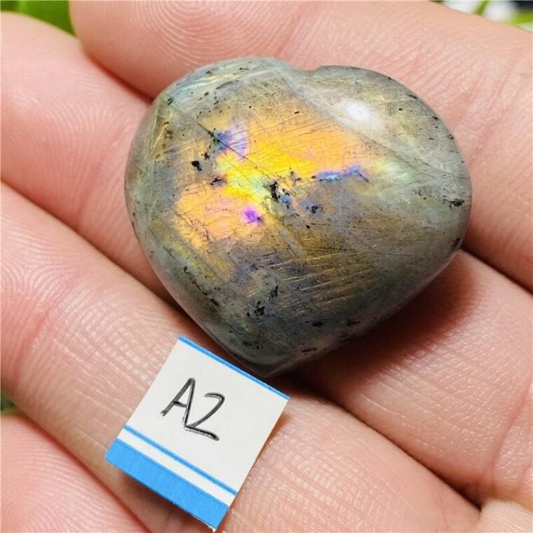 Cristal Naturel Brut Cristaux Pierres Labradorite Mini CoEur Pendentif Bricolage Cristal Purification (Couleur: A1 10G) - Image 3