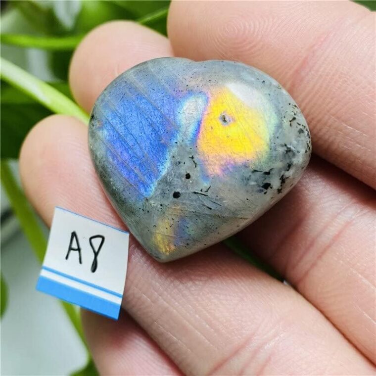Cristal Naturel Brut Cristaux Pierres Labradorite Mini CoEur Pendentif Bricolage Cristal Purification (Couleur: A1 10G) - Image 6