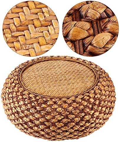 Teuopioe coussin pouf tatami, coussin de siège en pelle tissée naturelle, tapis de sol oreiller respirant, coussin tressé rond, tapis de sol yoga / méditation - Image 6