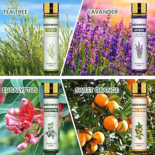 Migcaput set Huiles Essentielles 8 x 10 ml, Huiles Essentielles 100% nature couler diffuseur, Huiles Essentielles aromathérapie pour spa, massage, bain - lavande, menthe poivrée, Vanille, Bois de Santal - Image 2