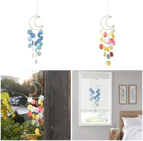 Zemusinet Carillon Artisanal Capiz à Suspendre - Tonalité apaisante Pour la Maison et le Jardin - Carillon à Vent Artisanal - Acoustique de Jardin Animee - Image 2