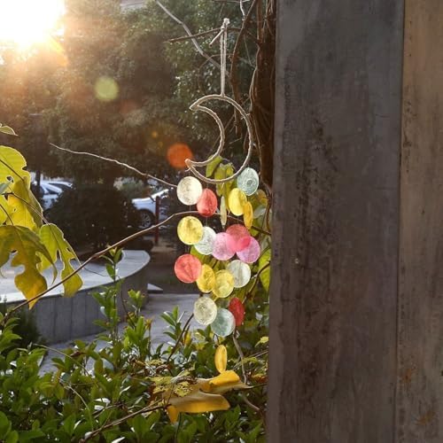 Zemusinet Carillon Artisanal Capiz à Suspendre - Tonalité apaisante Pour la Maison et le Jardin - Carillon à Vent Artisanal - Acoustique de Jardin Animee - Image 6