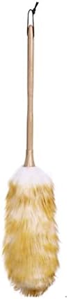 Lyvqzpwlr Outil de Nettoyage de Poussière, Plumeau à Plumes pour Travaux Ménagers, Manche en Bois, Nettoyeur de Stores, Purificator, Brosse, Outil de Nettoyage, Laine d'Agneau pour Le Nettoyage des Véh