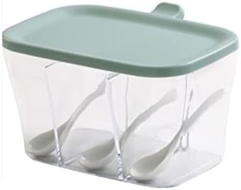 Coffret D'AssaisonSlements RÉCIPIENT DE BOSSAGE D'ASSAISONNEMENT DE QUALIÉ SUPÉRIEURE-RÉCIPIENT DE BOSSAGE POTS À CONDIMENTS-BOîte D'AssaisonNlement en acrylique Avec Couvercle et Cuillère (vert)