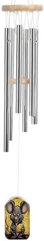 Carillon éolien pour l'Eltterieur, le rat giga un Morceau de Fromage - Tons Méloquiques apaisants - Carillon à ventilateur pour extérieur, terrasse, Maison ou Jardin - 6 tubes en alliage d'aluminium - 52,1 cm - Image 7