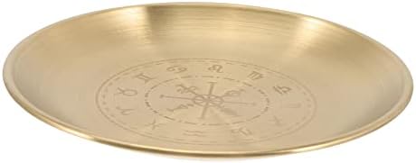 Cabilock Chandelier de Chaman Sorcier Plateau de Bougie d'A Aullel Bougeoirs D'autel Plaque de Bougie pentagramme Décoration Table du plateau Pentagramme Tarot Pentacle Cuivre Tasse de Bougie