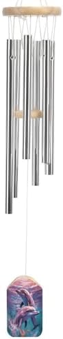 Carillon éolien pour extérieur, motif dauphins artistiques, tonnes mélodiques apaisants, carillons à ventilateur pour exterieur, terrasse, Maison ou Jardin, décoration de 52,1 cm, 6 tubes en alliage - Image 7