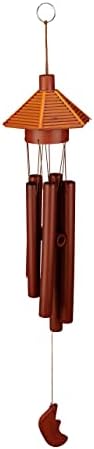RELOSTDAYS Carillon à Vent en Bambou, Rappelle Les Petites Cabanes, HLP 62x11,5x13 cm, verse Interieur & Extrerieur, Marron