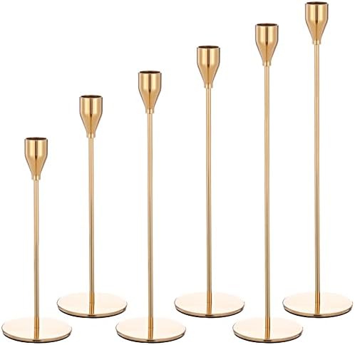 CHANDELIER DE 6 PCS, BOUGEOIR DOÉ CONVIENT AUX BOUGIES ÉPAISSES DE 3/4 POUCES ET BOUGIES LED, BOUGEOIR LET BOUGIE CONIC - Image 8