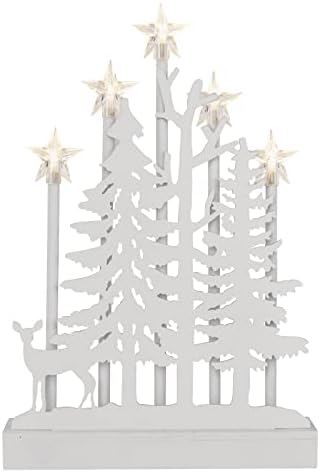 EMOS BOUGEOIR LED EN BOIS AVEC 5 BOUGIES EN FORME D'ÉTOILE, Température de Couleur Blanc Chaud, Fonctionne Avec 2 Piles AA, InteriEur IP20, Fonction Minuterie 6/18 H, Durée de Vie 10 000 H, 24 x 35,5 - Image 2