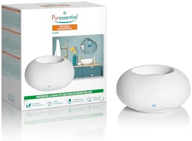 PURESSENTIEL - DIFFUSEUR HUILES Essentielles à Chaleur Douce Alba - Diffusion Par Système de régulation Thermique - Difffuseur CéraMique Texturée Mate - Silencieux -arrêt Automatique