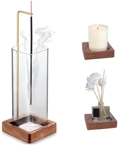 Porte d'Encens Bâton Avec Récupéraur Cendres, Porte-Encens Créatif pour Bâts, Porte - Bâts d'Encens en Bois, Avec Collecteur de Cendre pour chambre à coucher, Salle de Méditation