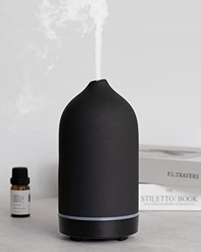 DIFFUSEUR D'ARÔMES POUR HUILES Essentielles, 120 ml de Qualité Supérieure, Humidificateur à Ultrasons, Difffuseur d'Huiles Essentielles en Céramique, Bureau, Spa (Noir) - Image 6