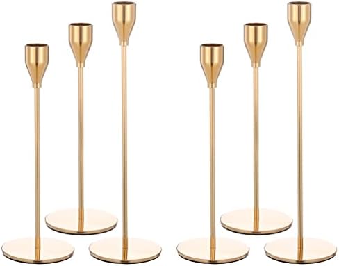 CHANDELIER DE 6 PCS, BOUGEOIR DOÉ CONVIENT AUX BOUGIES ÉPAISSES DE 3/4 POUCES ET BOUGIES LED, BOUGEOIR LET BOUGIE CONIC