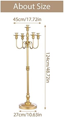 Sziqiqi 124cm bouge ou ou lustre en métal, candélabre à 5 bras porte-bouge - Image 5