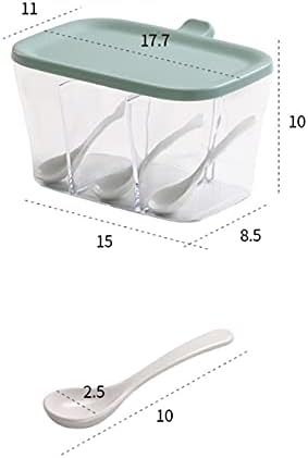 Coffret D'AssaisonSlements RÉCIPIENT DE BOSSAGE D'ASSAISONNEMENT DE QUALIÉ SUPÉRIEURE-RÉCIPIENT DE BOSSAGE POTS À CONDIMENTS-BOîte D'AssaisonNlement en acrylique Avec Couvercle et Cuillère (vert) - Image 4