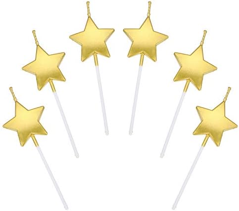 Bougie d'Aniversare en Forme d'Étoile, 6 pcs bougies déco de gâteau pour les enfants et adultes accessoires de décoration de gâteau pour la fête d'Aniversaire et mariage dore