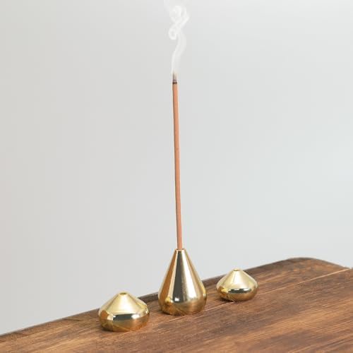 Beylab Goutte d'Eau Laiton 3 Pièces Porte-Bâtres d'Encens Avec Support de Sac de Rangement Brûleur d'Ences Petit Brûleur d'Encens BâTons d'Ences - Image 2